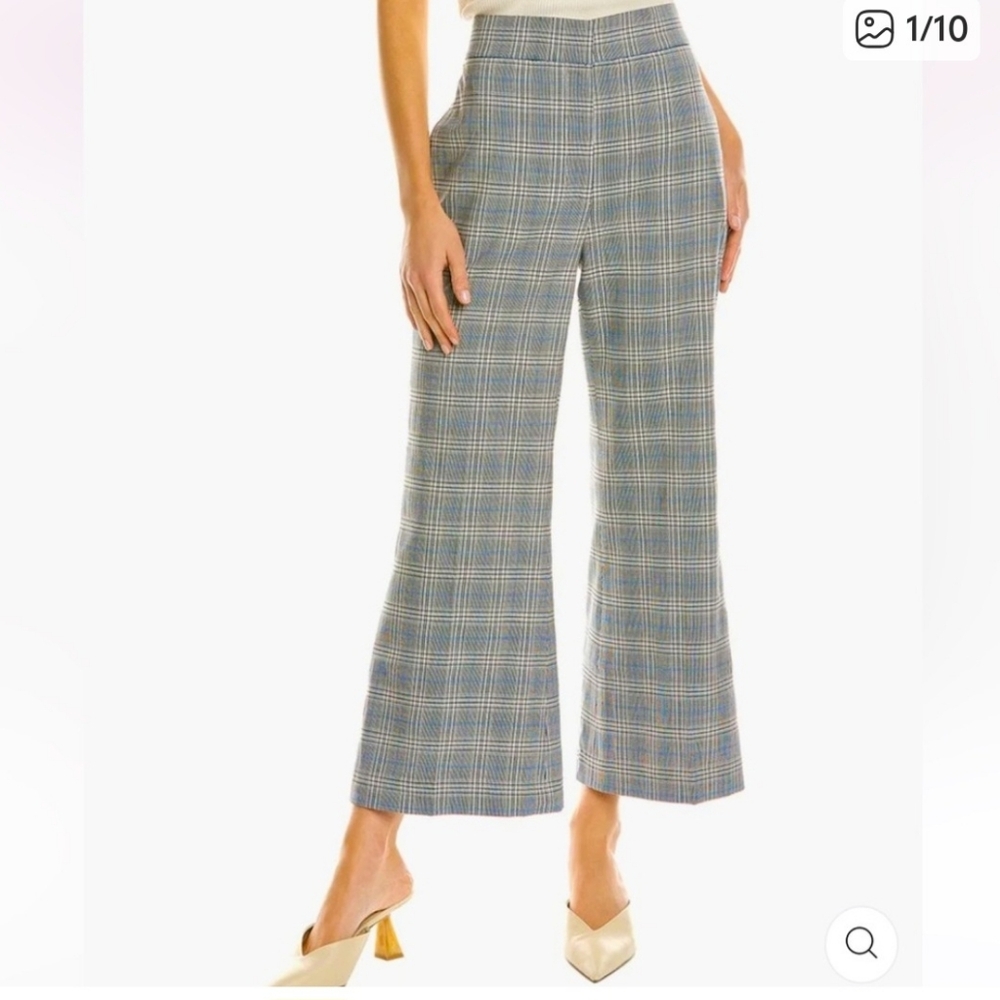 Women's Rebecca Taylor Blue Flare Plaid Pants